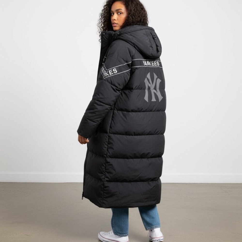 Authentic MLB New York Yankees L Women Black Goose Down Long Puffer Zip Coat